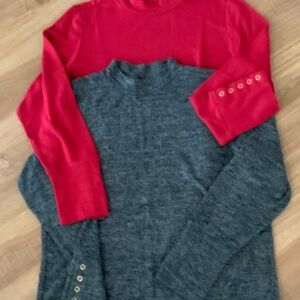 Red and Charcoal Layered Sweater Set